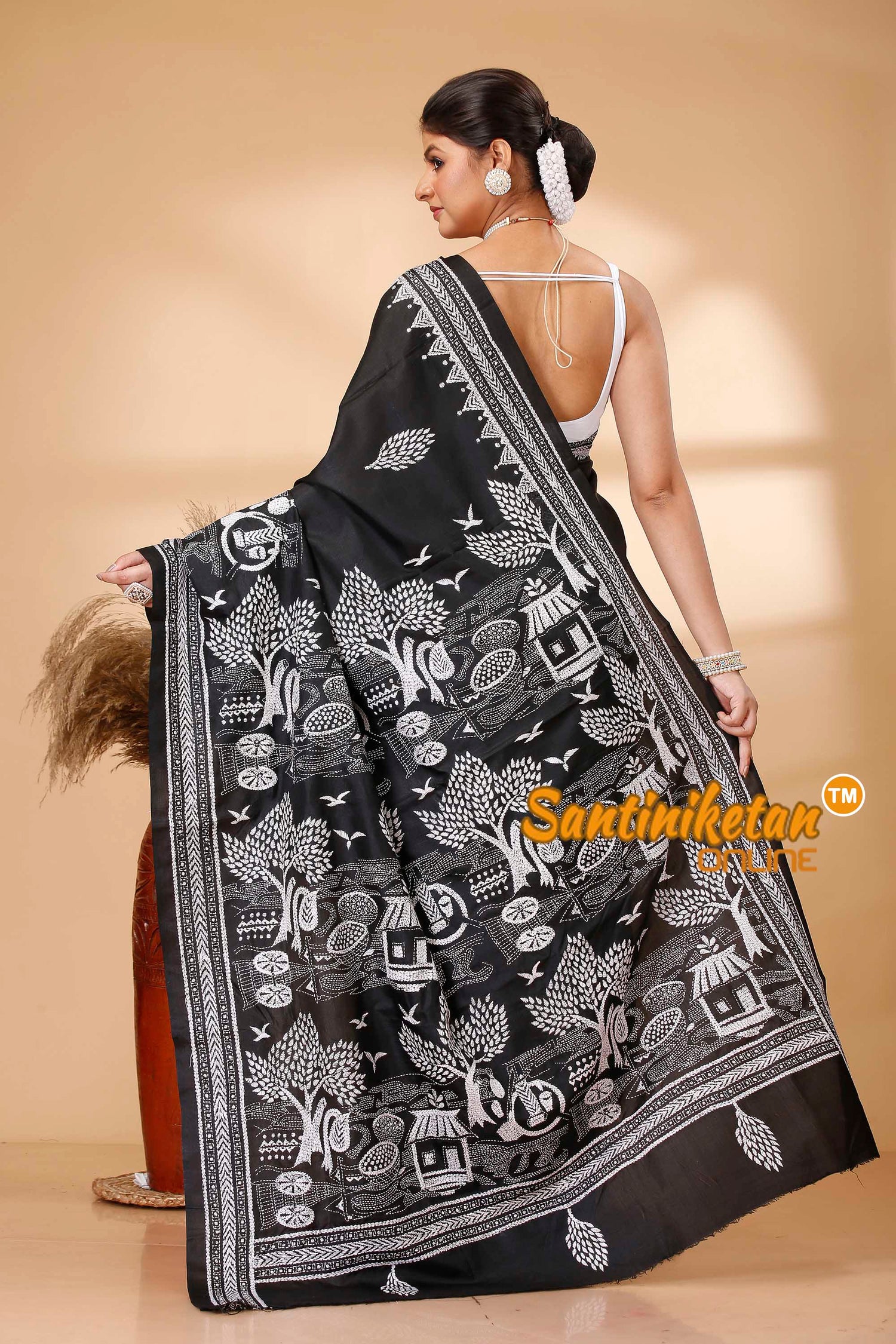 Pure Bangalore Silk Kantha Stitch Saree SN202521830