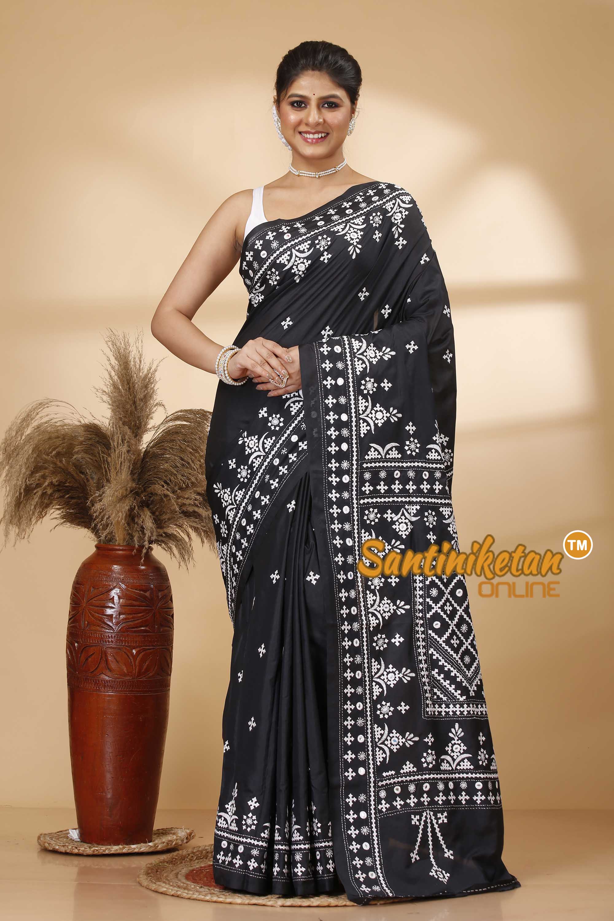 Butter Silk Gujrati Stitch Saree SN202521848