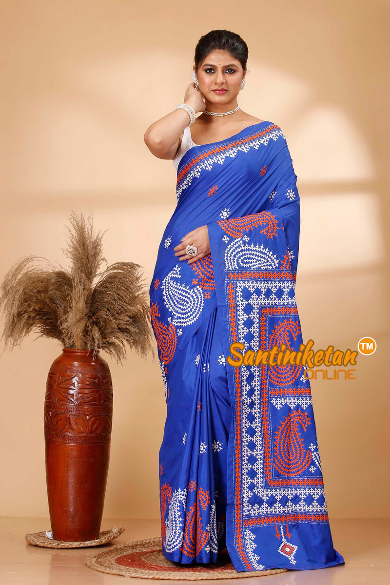 Butter Silk Gujrati Stitch Saree SN202521889