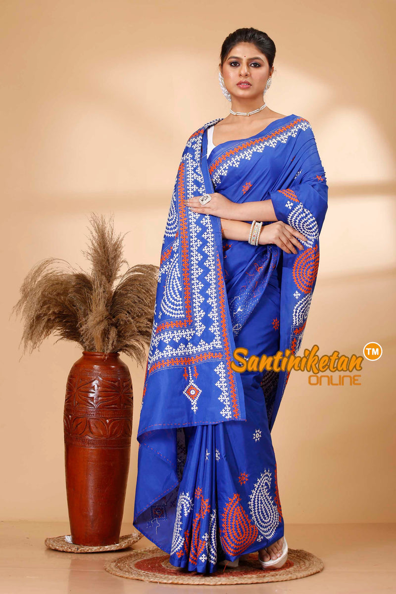 Butter Silk Gujrati Stitch Saree SN202521889