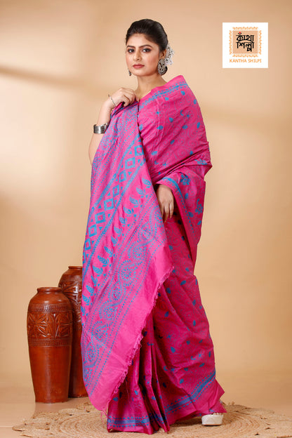 Bangalore Silk Kantha Stitch Saree SN202521898