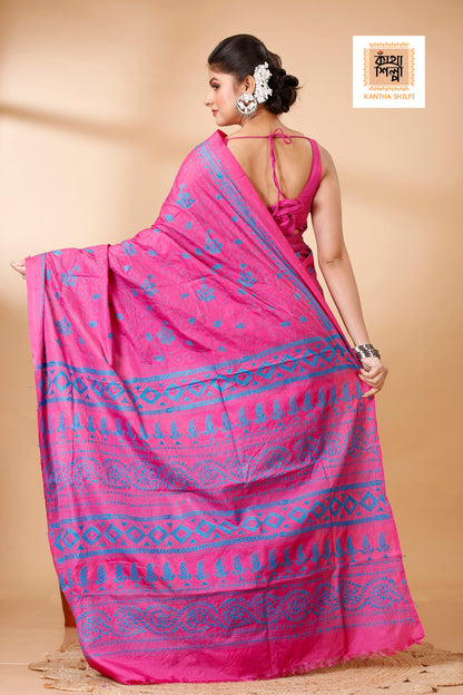 Bangalore Silk Kantha Stitch Saree SN202521898