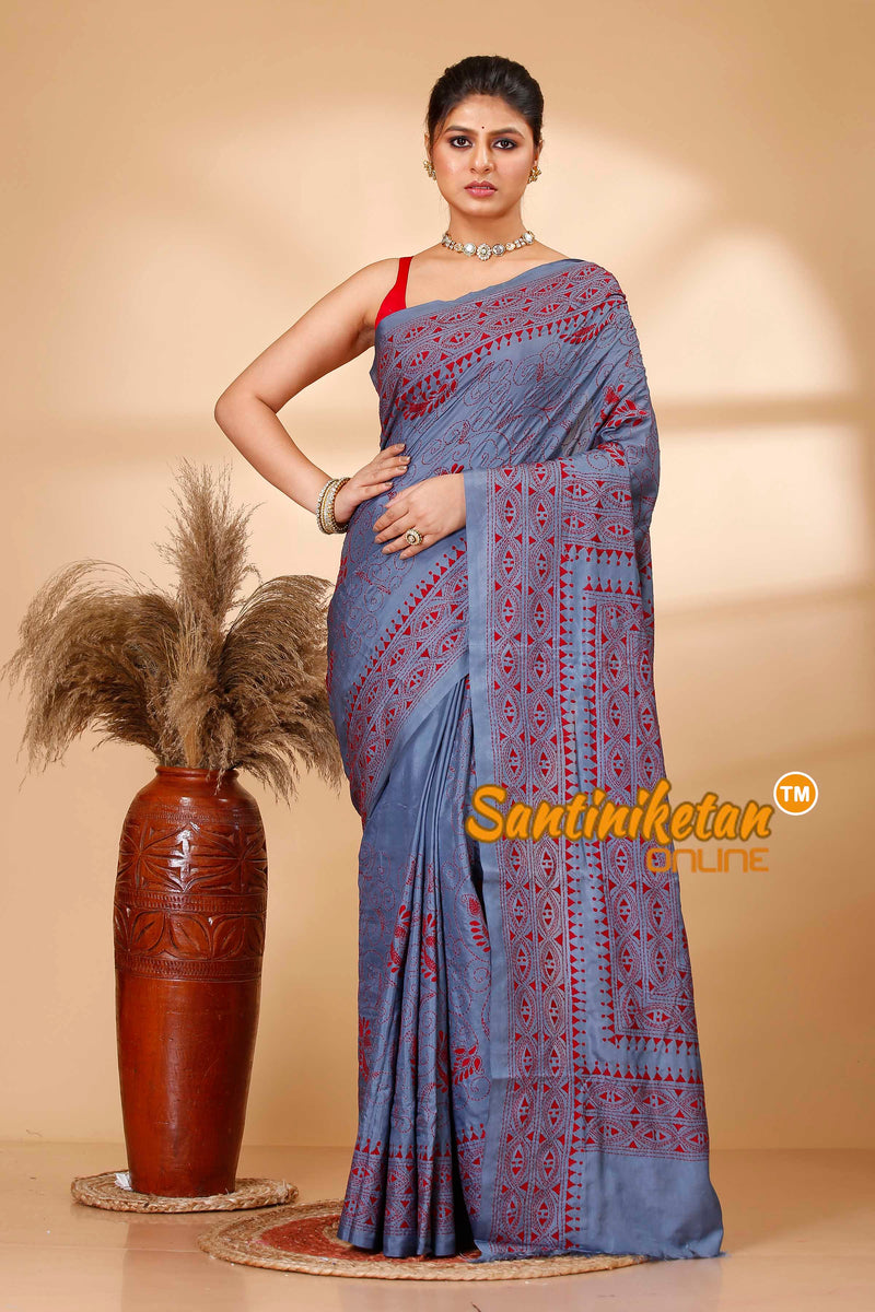 Butter Silk Kantha Stitch Saree SN202521936