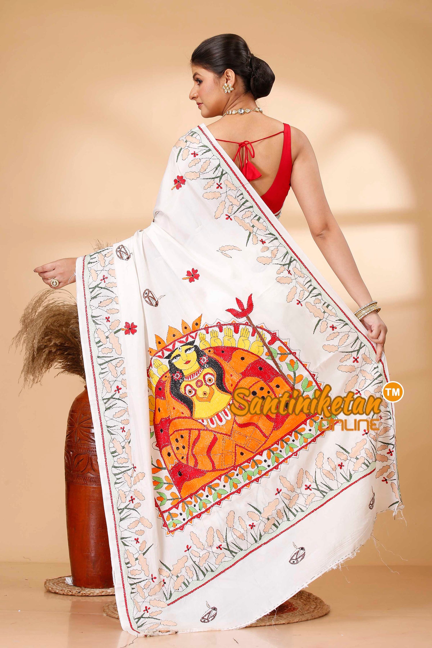 Butter Silk Kantha Stitch Saree SN202521942