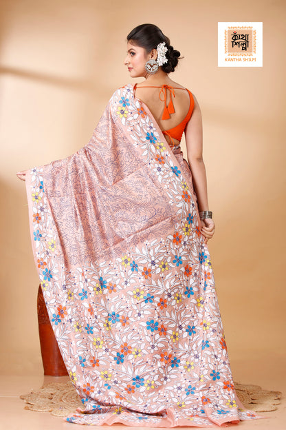Pure Bangalore Silk Kantha Stitch Saree SN202521952