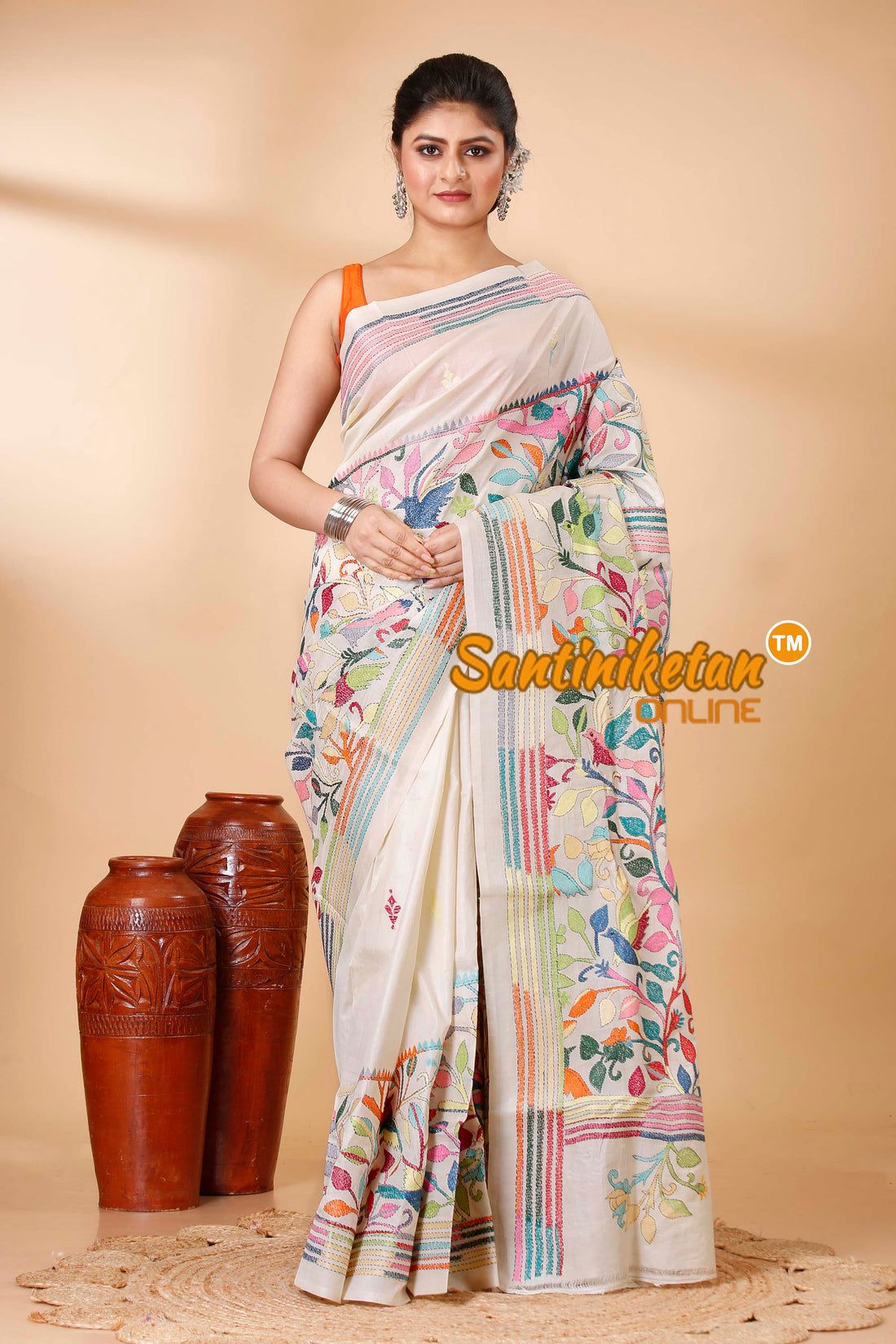 Tussar Silk Kantha Stitch Saree SN202521958