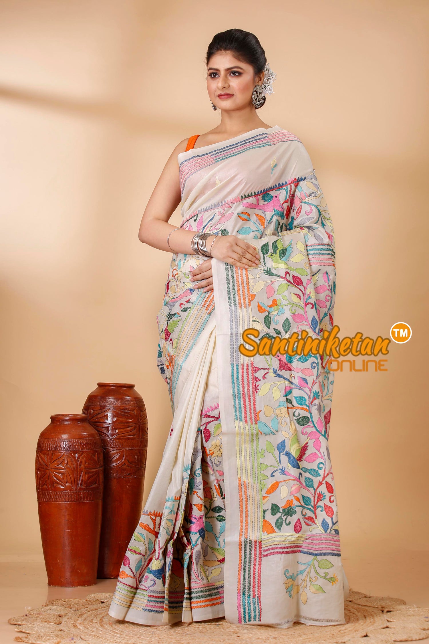 Tussar Silk Kantha Stitch Saree SN202521958