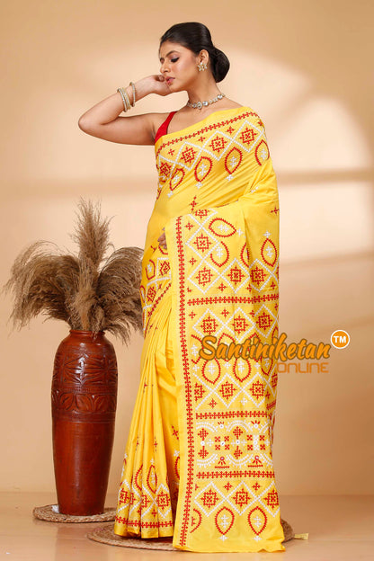 Butter Silk Gujrati Stitch Saree SN202521960