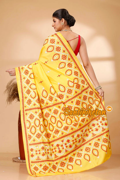 Butter Silk Gujrati Stitch Saree SN202521960