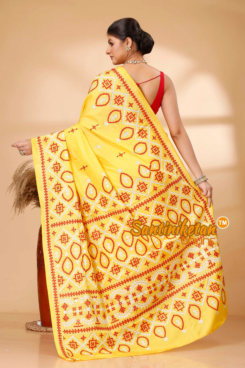Butter Silk Gujrati Stitch Saree SN202521960