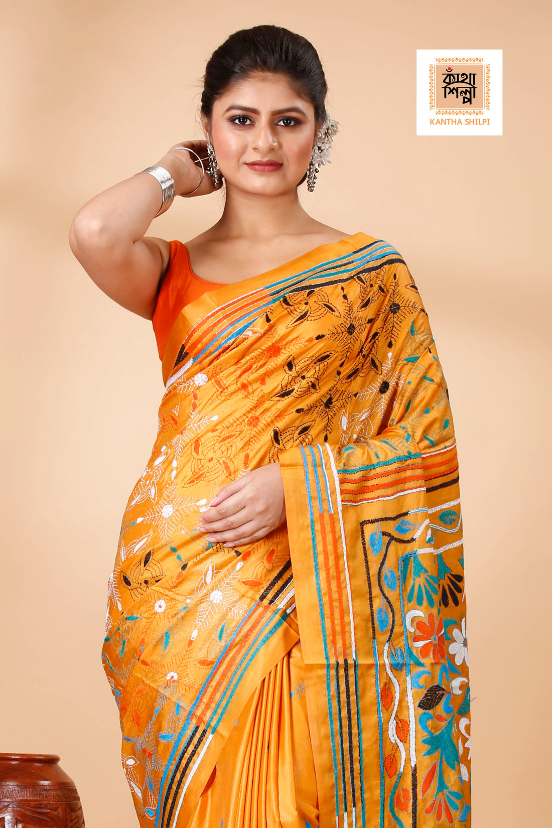 Bangalore Silk Kantha Stitch Saree SN202521964
