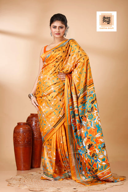 Bangalore Silk Kantha Stitch Saree SN202521964