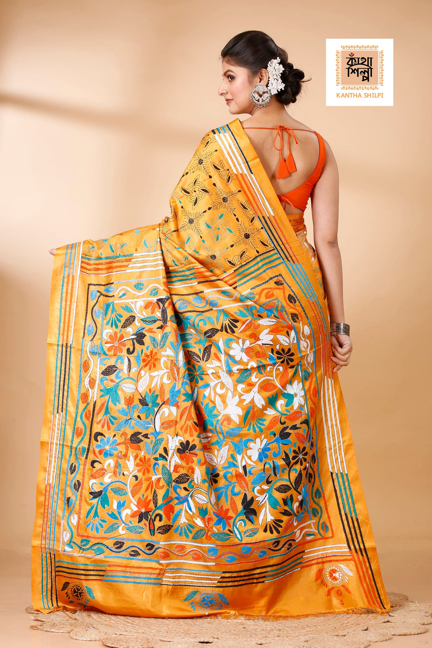 Bangalore Silk Kantha Stitch Saree SN202521964