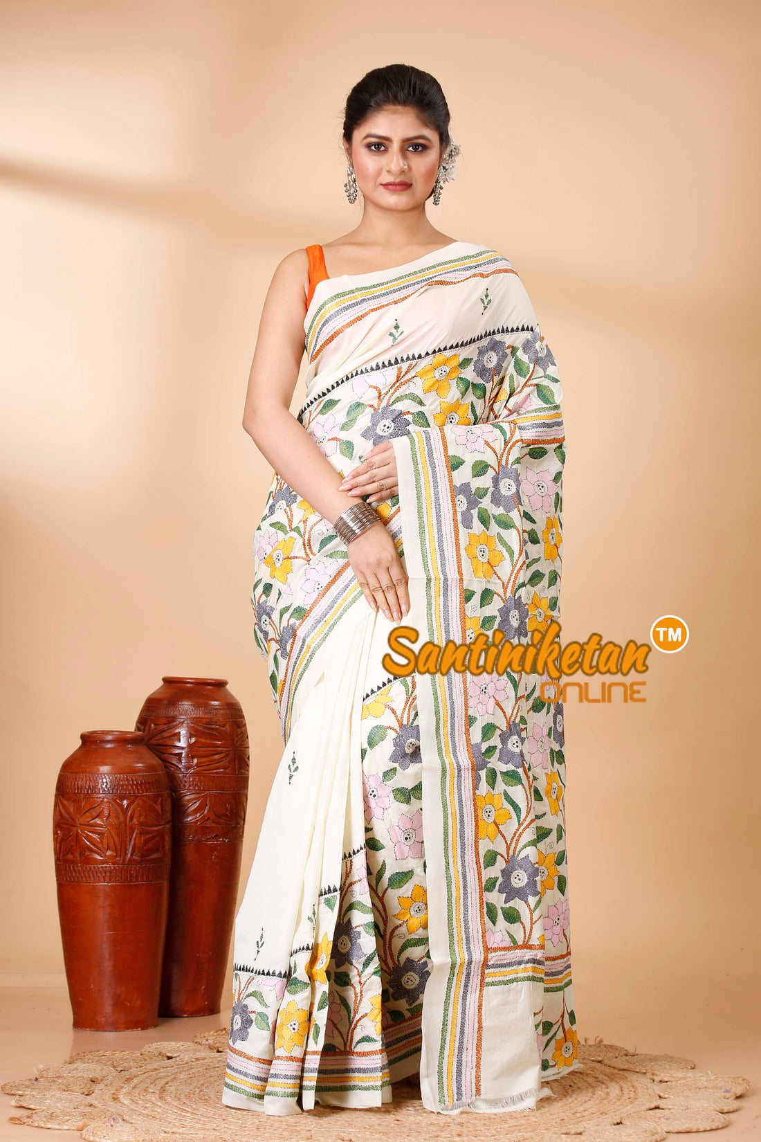 Tussar Silk Kantha Stitch Saree SN202521970
