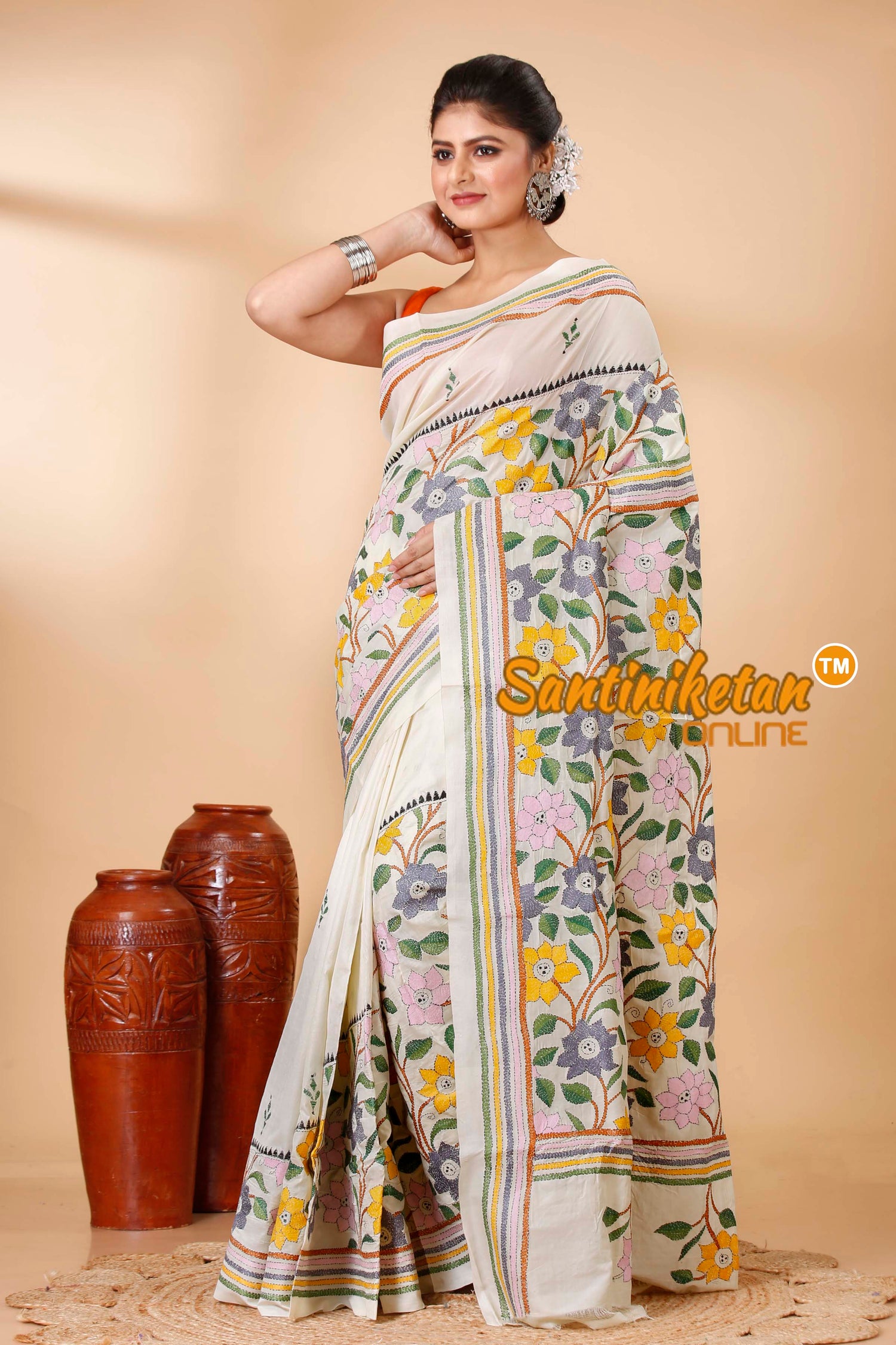 Tussar Silk Kantha Stitch Saree SN202521970