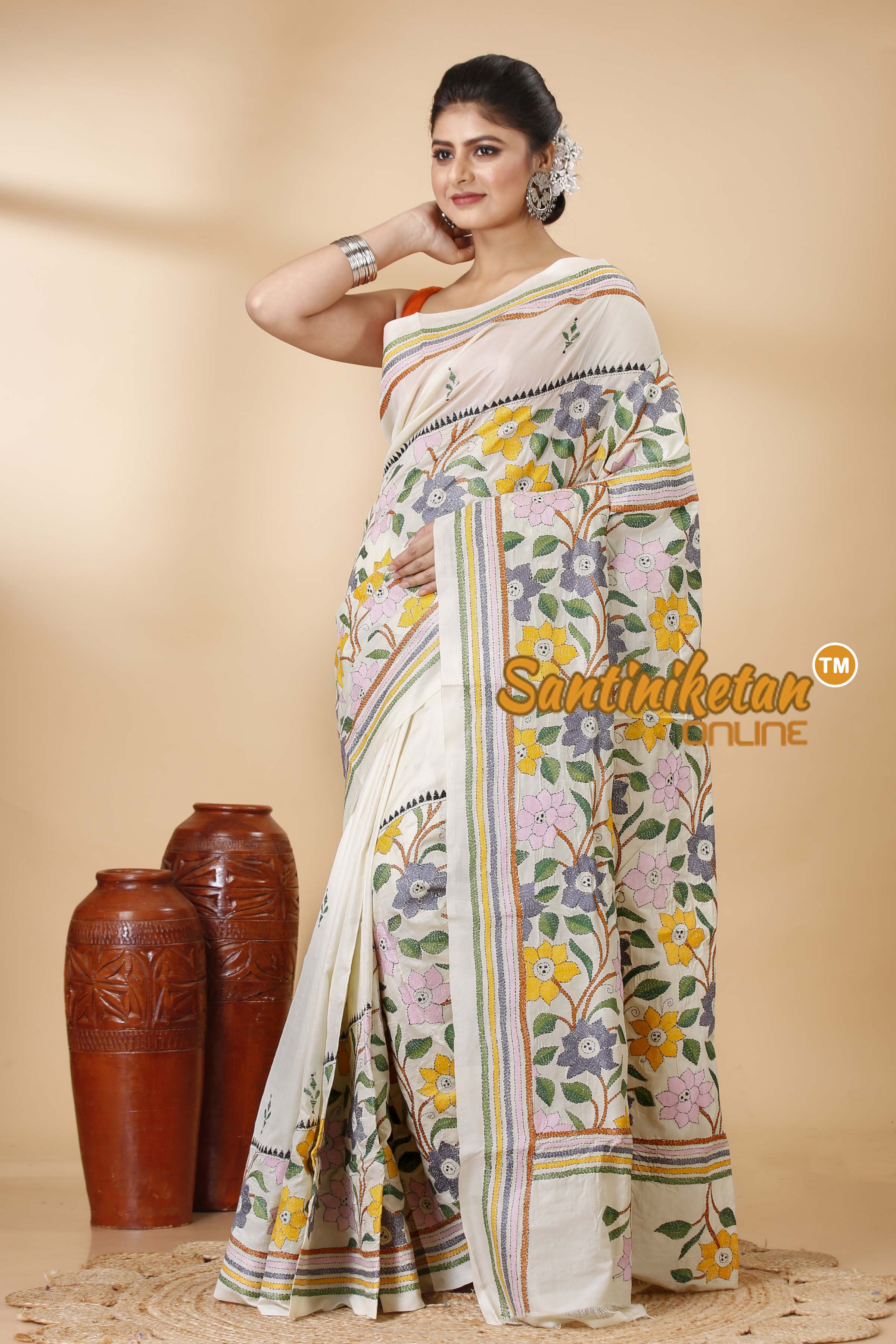 Tussar Silk Kantha Stitch Saree SN202521970