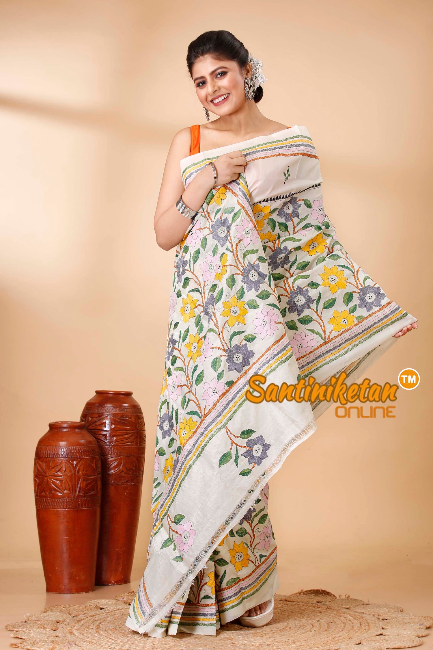 Tussar Silk Kantha Stitch Saree SN202521970