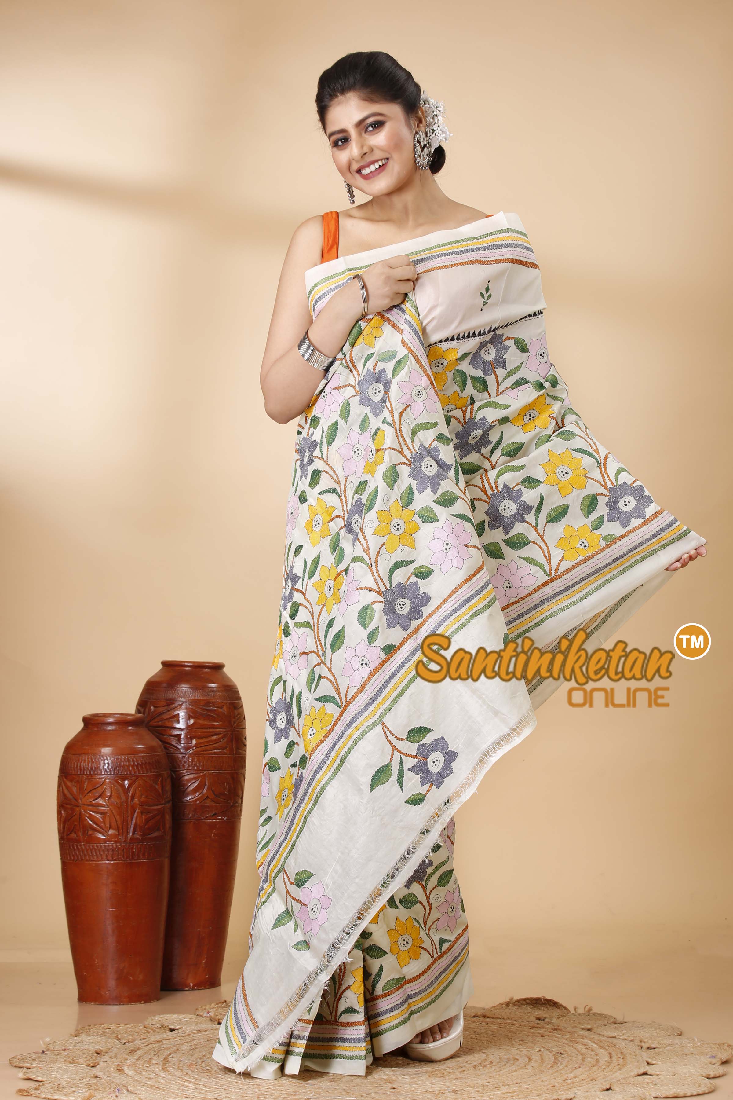 Tussar Silk Kantha Stitch Saree SN202521970