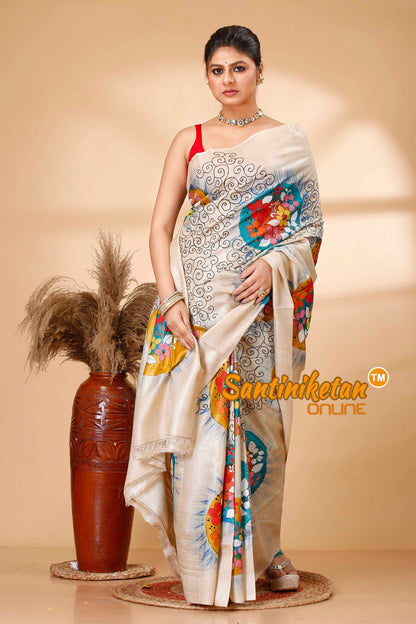 Pure Gachi Tussar Silk Kantha Stitch Saree SN202521984