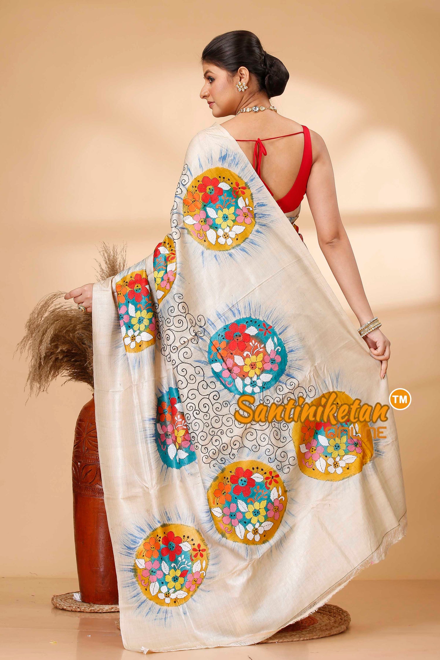 Pure Gachi Tussar Silk Kantha Stitch Saree SN202521984