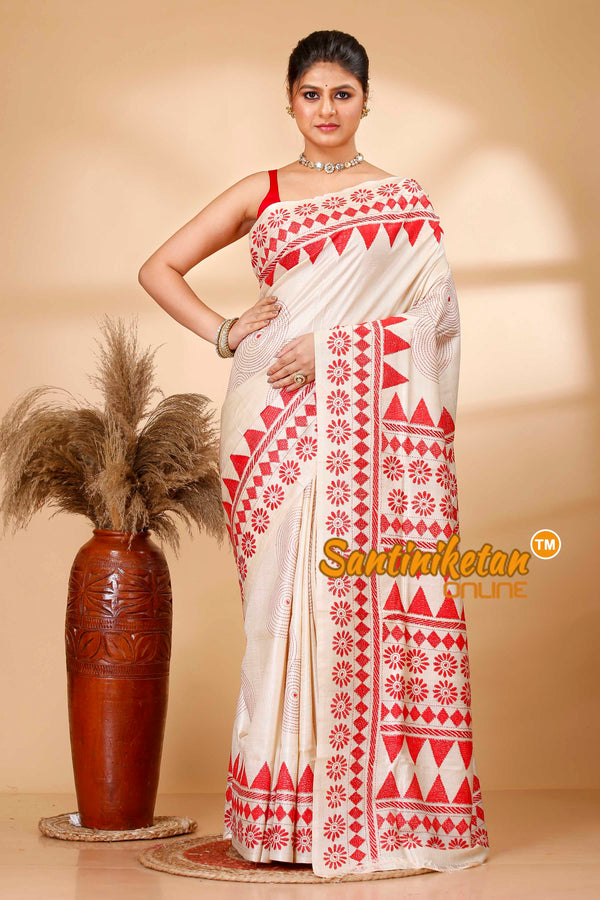 Pure Gachi Tussar Silk Kantha Stitch Saree SN202522008