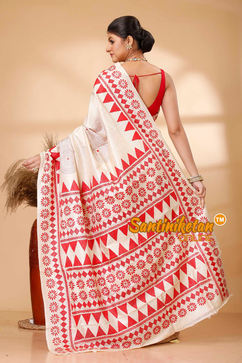 Pure Gachi Tussar Silk Kantha Stitch Saree SN202522008