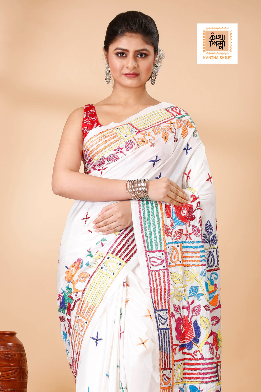 Bangalore Silk Kantha Stitch Saree SN202522056