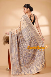 Pure Bangalore Silk Kantha Stitch Saree