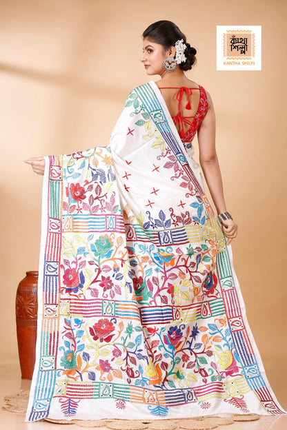 Bangalore Silk Kantha Stitch Saree SN202522056