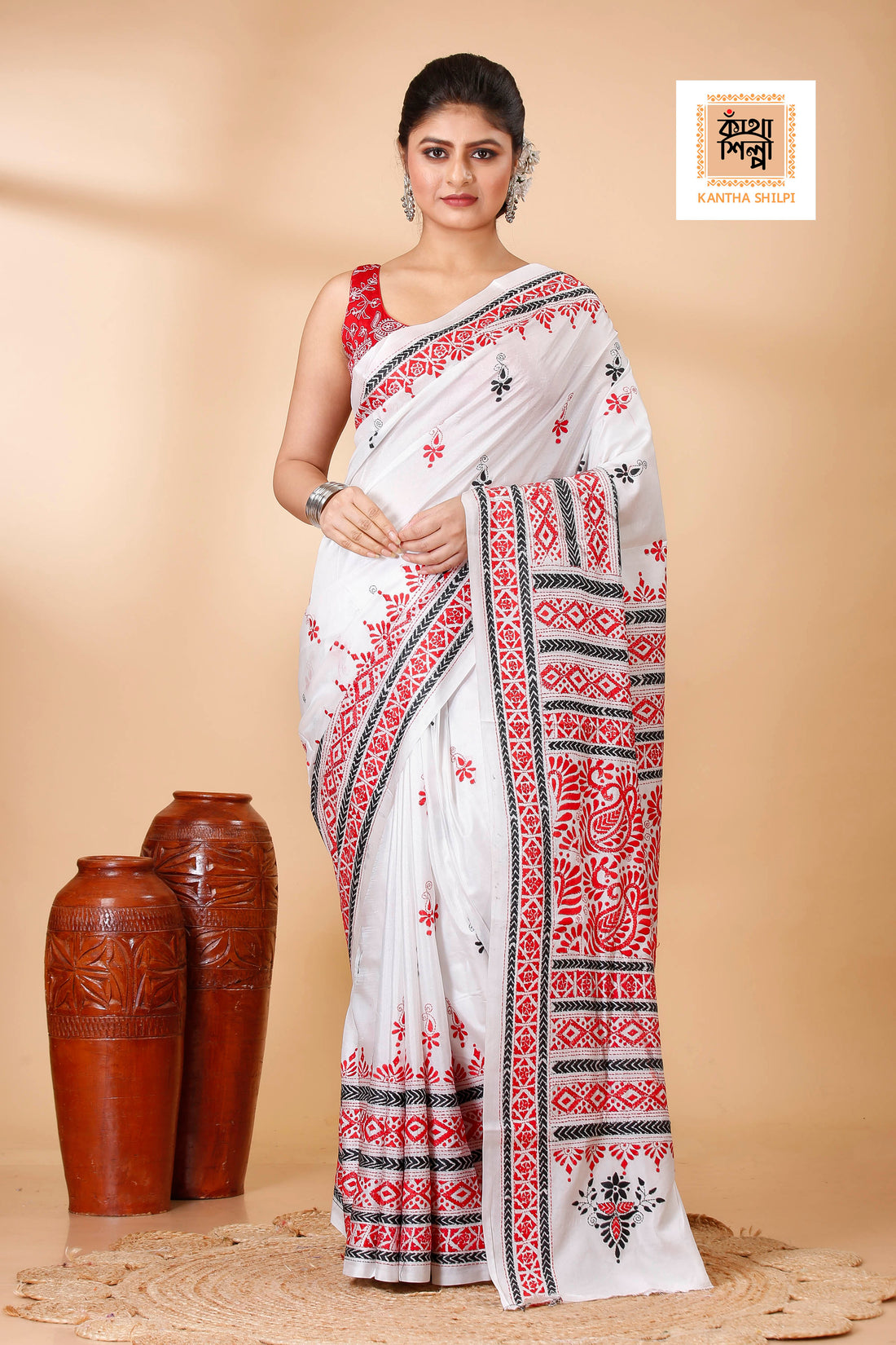 Bangalore Silk Kantha Stitch Saree SN202522068