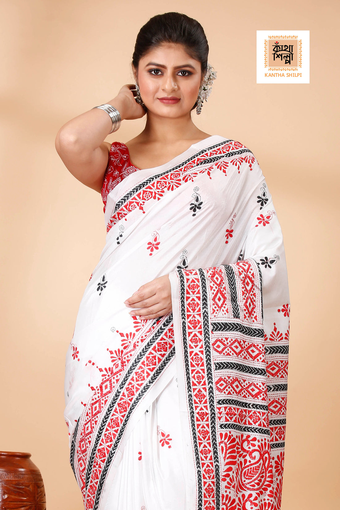 Bangalore Silk Kantha Stitch Saree SN202522068