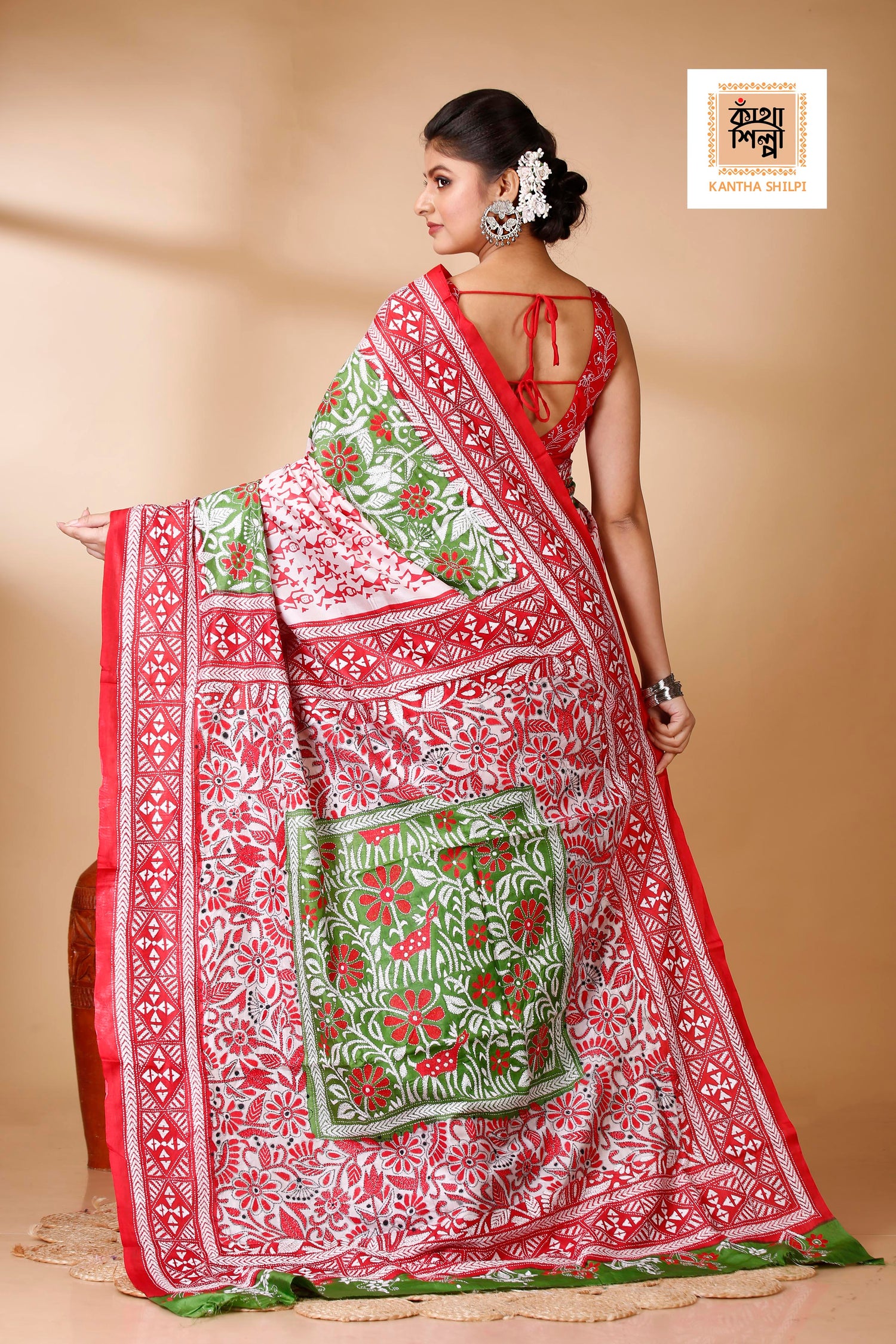 Pure Bangalore Silk Kantha Stitch Saree SN202522111