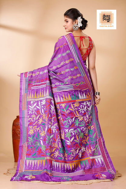 Bangalore Silk Kantha Stitch Saree SN202522117