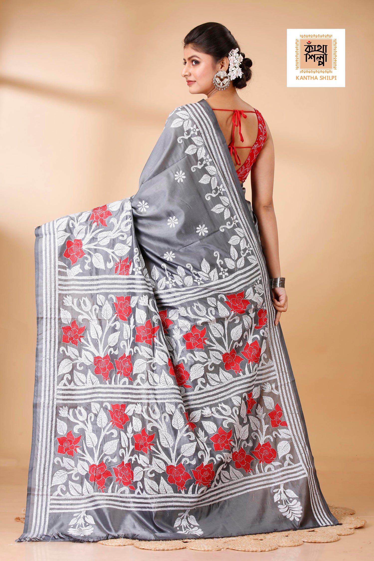Bangalore Silk Kantha Stitch Saree SN202522123