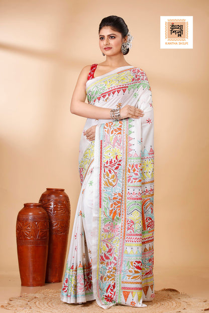 Bangalore Silk Kantha Stitch Saree SN202522136