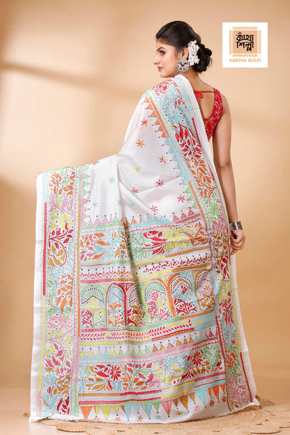 Bangalore Silk Kantha Stitch Saree SN202522136