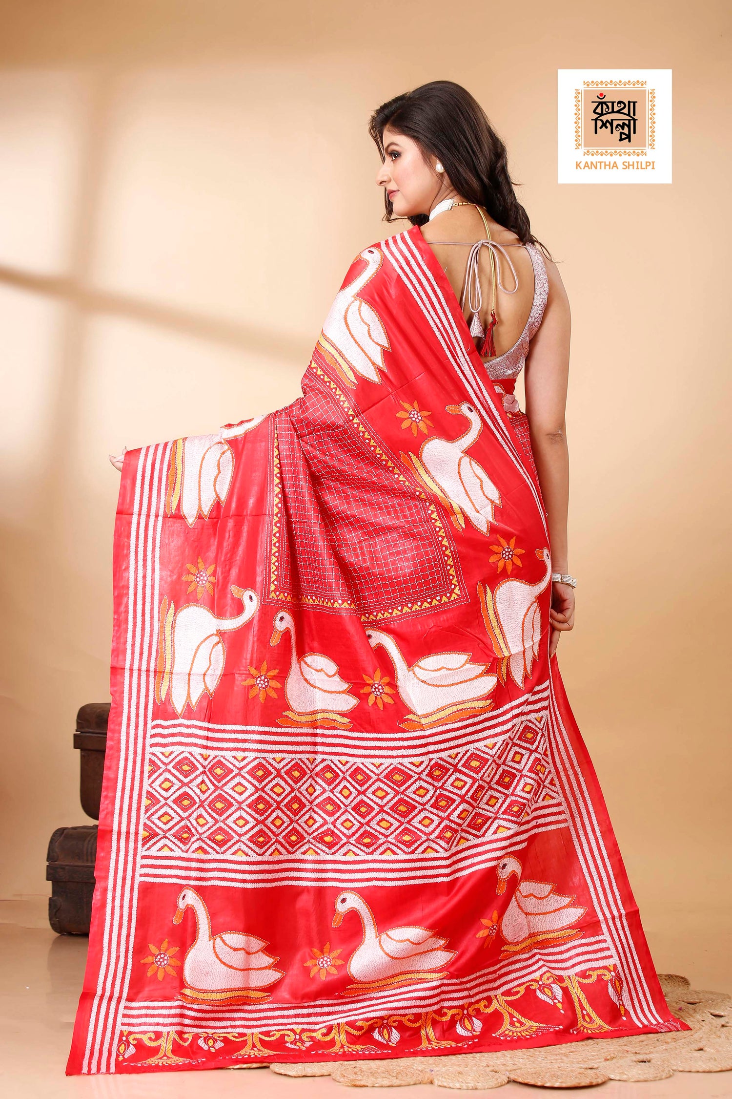 Pure Bangalore Silk Kantha Stitch Saree SN202522235
