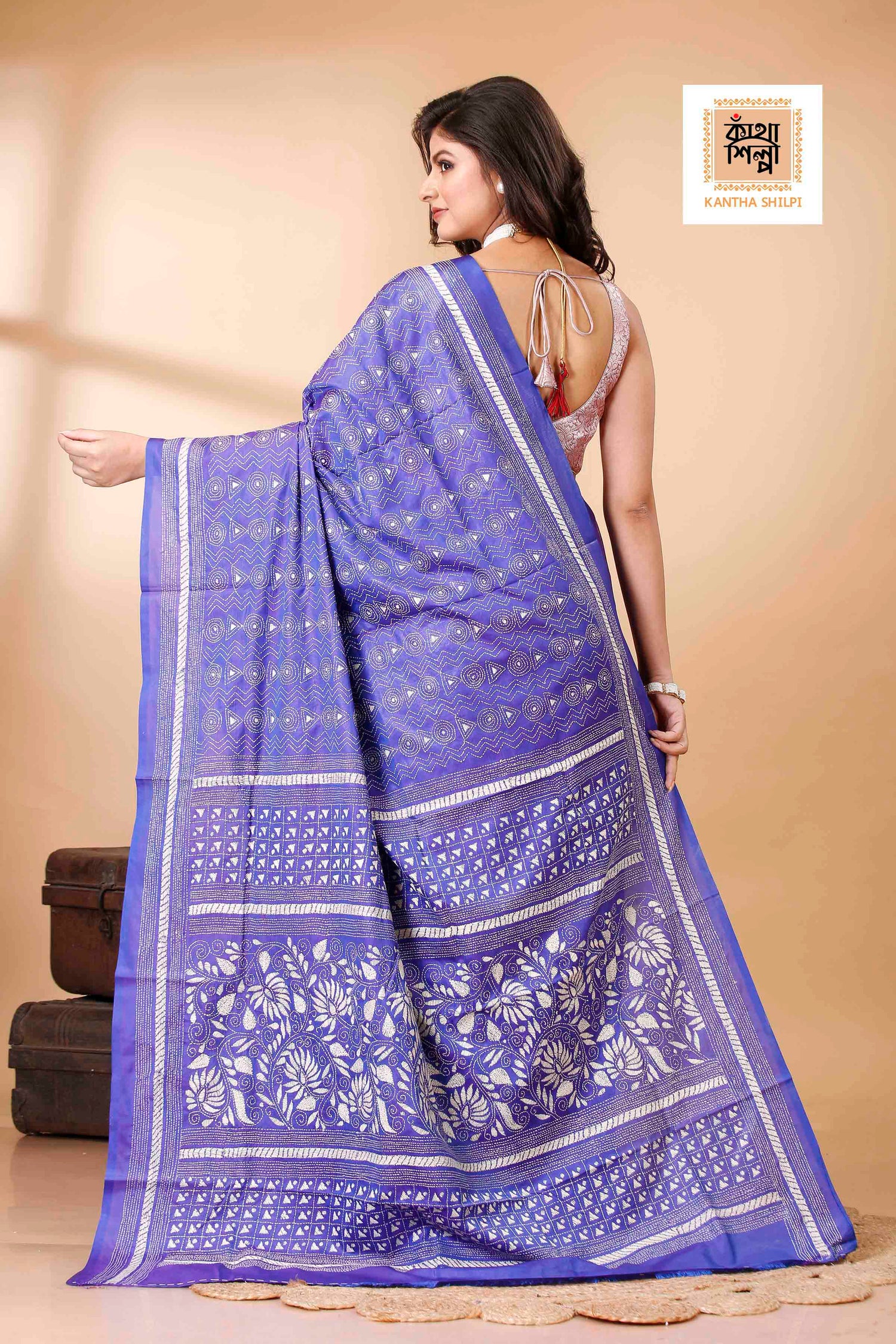 Bangalore Silk Kantha Stitch Saree SN202522240