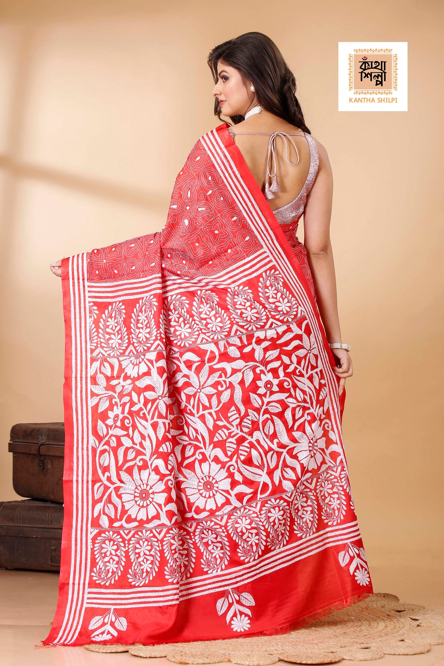 Bangalore Silk Kantha Stitch Saree SN202522246