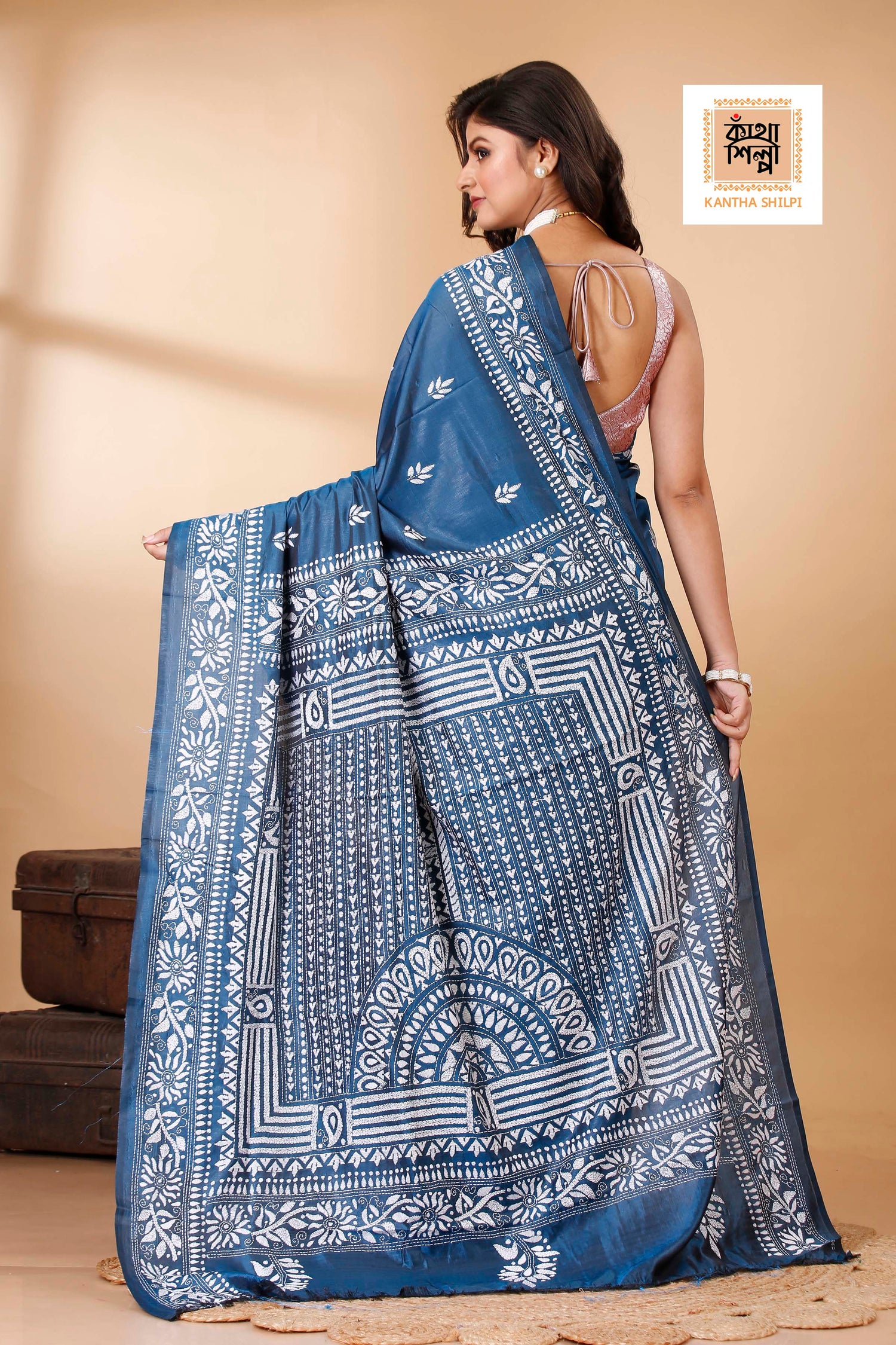 Bangalore Silk Kantha Stitch Saree SN202522258