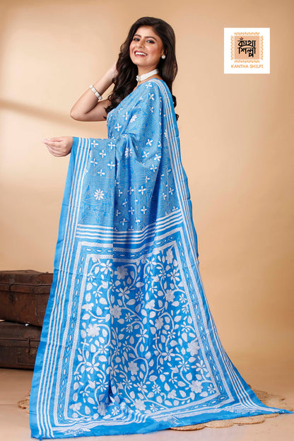 Bangalore Silk Kantha Stitch Saree SN202522282