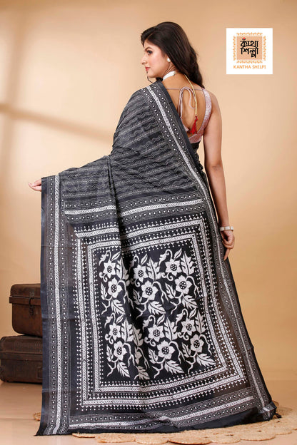 Bangalore Silk Kantha Stitch Saree SN202522349