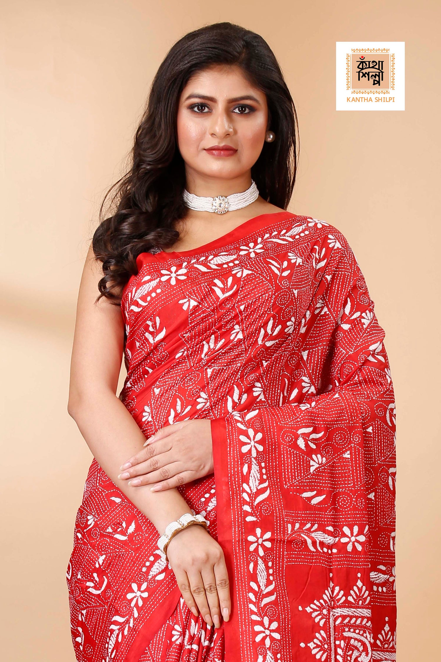 Bangalore Silk Kantha Stitch Saree SN202522355