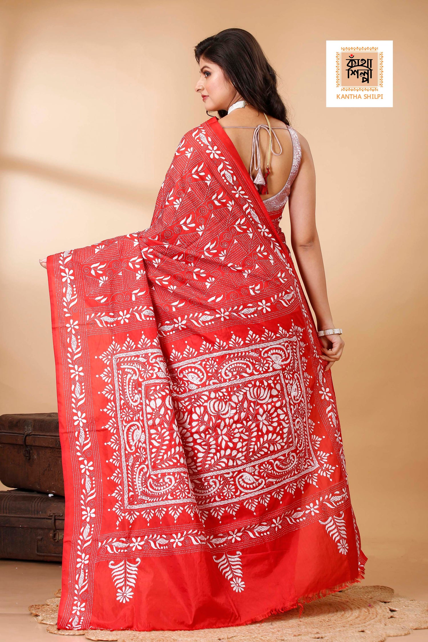 Bangalore Silk Kantha Stitch Saree SN202522355