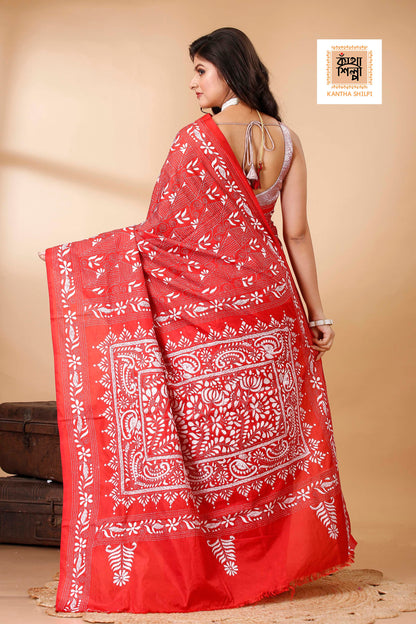 Bangalore Silk Kantha Stitch Saree SN202522355