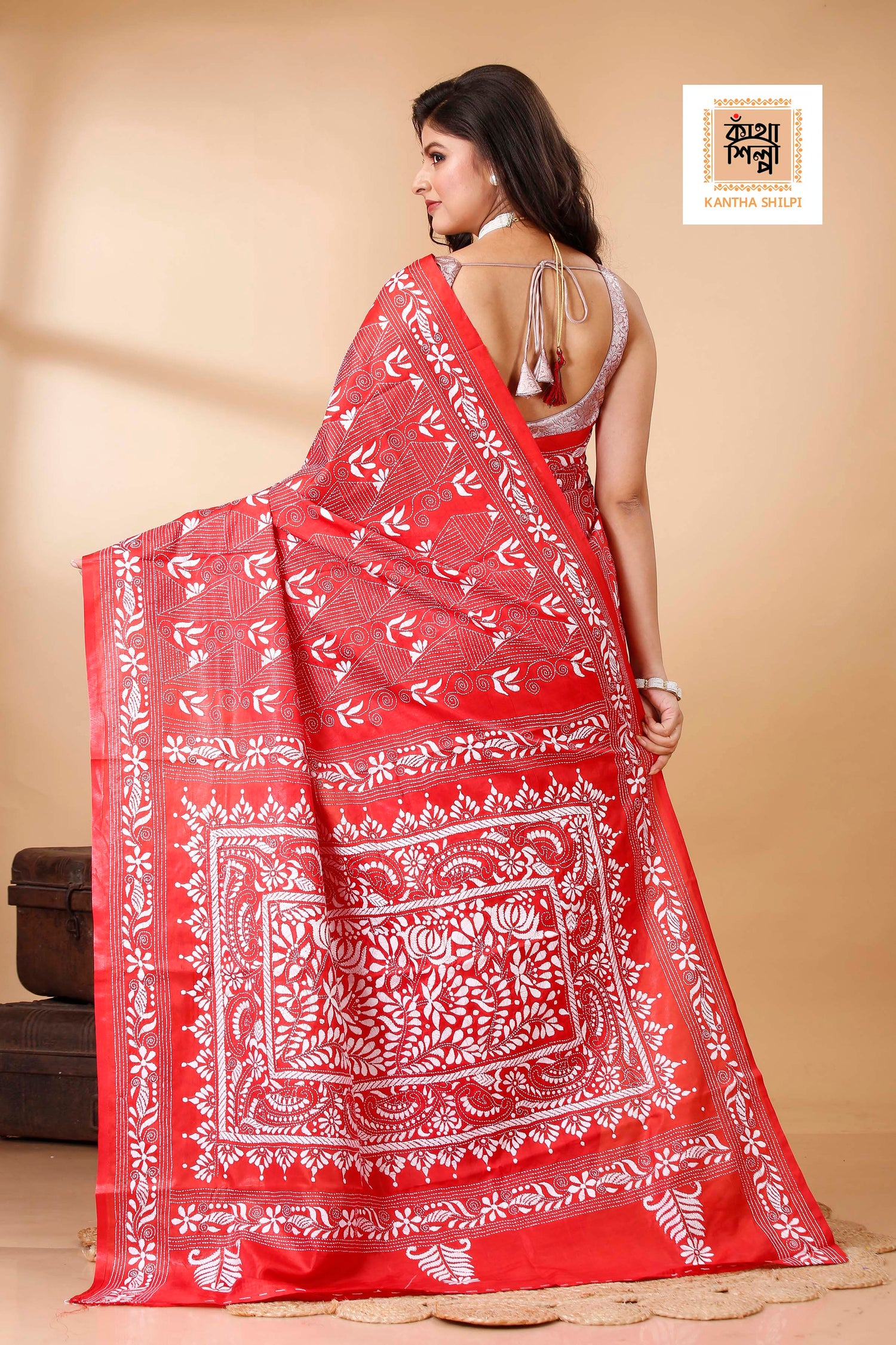 Bangalore Silk Kantha Stitch Saree SN202522391