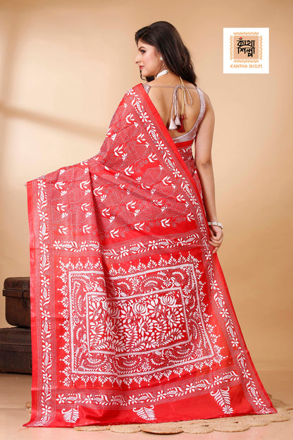 Bangalore Silk Kantha Stitch Saree SN202522391