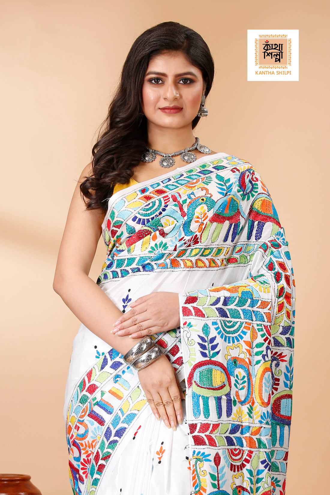 Bangalore Silk Kantha Stitch Saree SN202522502