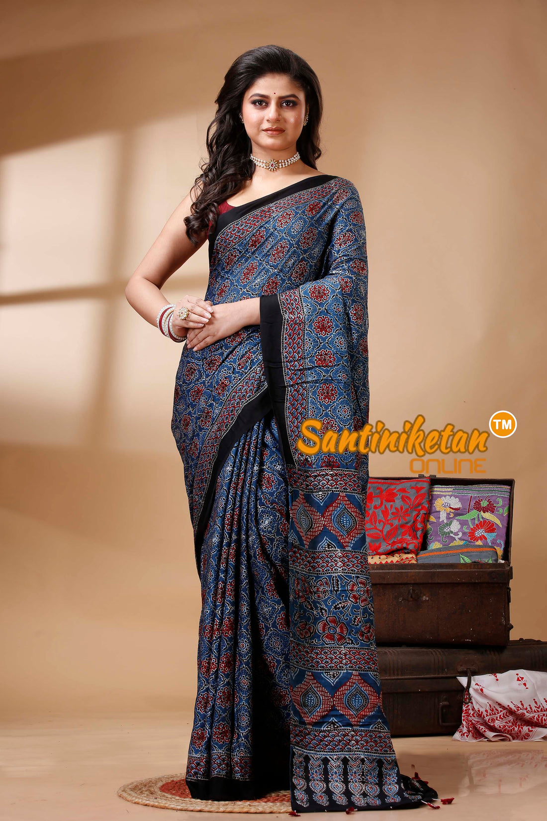 Ajrakh Hand Block On Modal Silk SN202522601