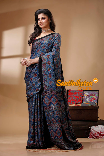Ajrakh Hand Block On Modal Silk SN202522601